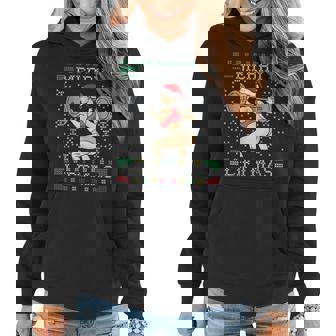 Merry Liftmas Ugly Christmas Sweater Miss Santa Gym Booty Women Hoodie Graphic Print Hooded Sweatshirt - Thegiftio
