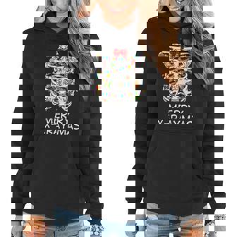 Merry X-Raymas Skeleton Rib Cage Radiology Christmas Gift Women Hoodie Graphic Print Hooded Sweatshirt - Thegiftio