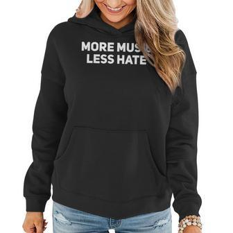 More Music Less Hate Minimalist Songs Lover Listener Quote Women Hoodie Graphic Print Hooded Sweatshirt - Thegiftio UK