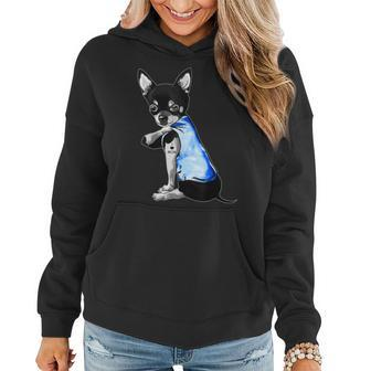 Mothers Day Gifts Chihuahua Dog Tattoo I Love Mom Women Hoodie | Mazezy