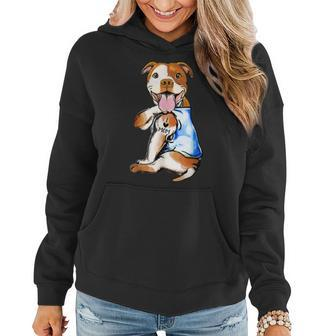 Mothers Day Gifts Pit Bull Dog Tattoo I Love Mom Women Hoodie | Mazezy