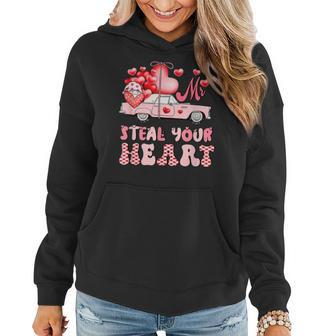 Mr Steal Your Heart Gnome Hearts Car Valentine Couple Outfit Women Hoodie - Seseable