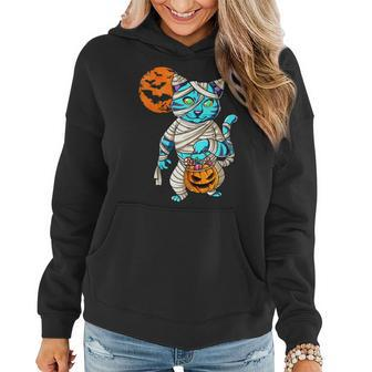 Mummy Pumpkin Halloween Cat Women Hoodie Graphic Print Hooded Sweatshirt - Thegiftio UK