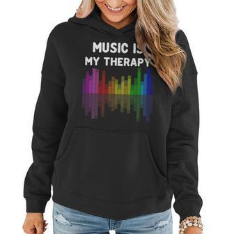 Music Is My Therapy Equalizer Dj Funny Musical Musician Women Hoodie - Seseable