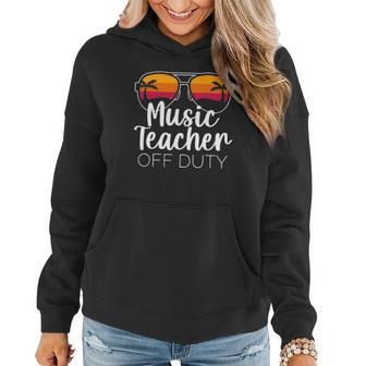 Music Teacher Off Duty Sunglasses Beach Sunset Women Hoodie Graphic Print Hooded Sweatshirt - Thegiftio UK