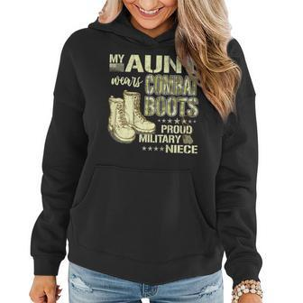 My Aunt Wears Combat Boots Dog Tag Proud Military Niece Gift Women Hoodie - Seseable