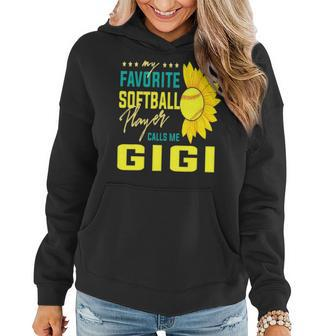 My Favorite Softball Player Calls Me Gigi V2 Women Hoodie - Seseable