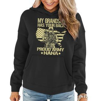My Grandson Has Your Back - Proud Army Nana Grandma Gift Women Hoodie - Seseable