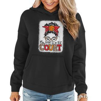My Heart Is On That Court Basketball Leopard Basketball Mom Women Hoodie - Seseable