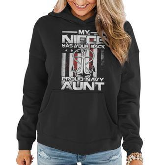 My Niece Has Your Back Proud Navy Aunt Women Hoodie - Seseable