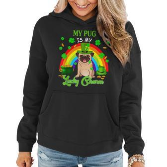 My Pug Is My Lucky Charm St Patricks Day Dog Owner Women Hoodie - Seseable