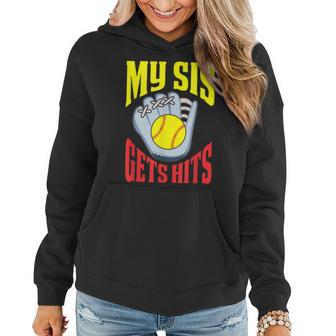My Sis Gets Hits Brother Of A Softball Sister Women Hoodie | Mazezy