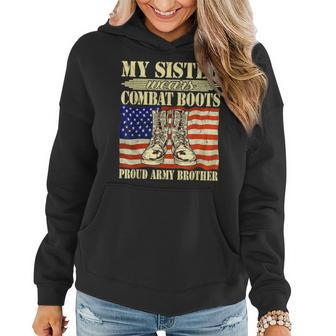 My Sister Wears Combat Boots Military Proud Army Brother Women Hoodie | Mazezy