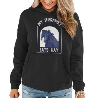 My Therapist Eats Hay Blue Horse Cute Horse Lover Gift Women Hoodie | Mazezy