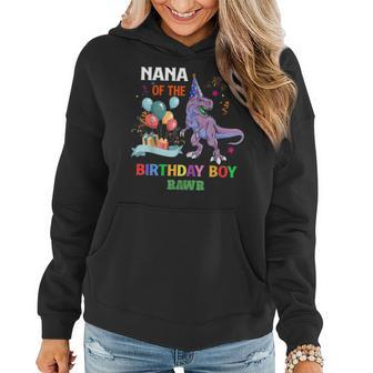 Nana Of The Birthday Boy Dinosaur Raptor Funny Women Hoodie - Seseable