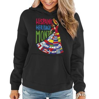 National Hispanic Heritage Month Celebration Flags Men Women V2 Women Hoodie Graphic Print Hooded Sweatshirt - Thegiftio UK