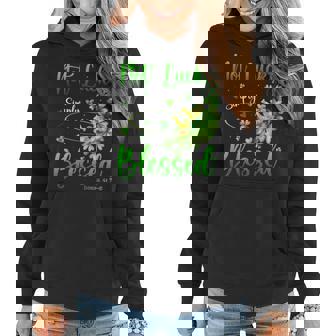 Not Lucky Simply Blessed Christian Shamrock St Patricks Day Women Hoodie | Mazezy