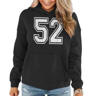 Number 52 52Nd Birthday Gift Player Team Numbered Jersey Women Hoodie Graphic Print Hooded Sweatshirt - Thegiftio UK
