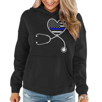 Nurse Life Police Wife The Thin Blue Line Family Women Hoodie - Seseable