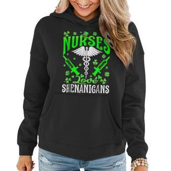 Nurses Love Shenanigans Funny St Patricks Day Nursing Women Hoodie - Seseable