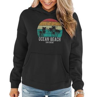 Ocean Beach San Diego Retro California Vacation Souvenir Women Hoodie Graphic Print Hooded Sweatshirt