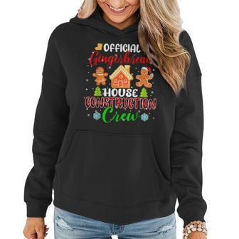 Official Gingerbread House Construction Crew Xmas Red Plaid Women Hoodie Graphic Print Hooded Sweatshirt - Thegiftio UK