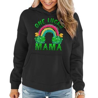 One Lucky Mama Buffalo Plaid Shamrock Rainbow St Patrick Day Women Hoodie - Seseable