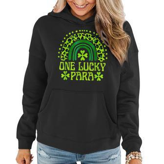 One Lucky Para Family St Patricks Day Rainbow Leopard Women Hoodie - Seseable