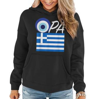 Opa Greek Pride Souvenir Gift Greece Flag Evil Eye Women Hoodie Graphic Print Hooded Sweatshirt - Thegiftio UK