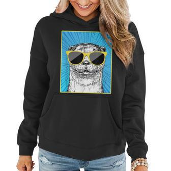 Otter Portrait Pop Art Animal With Sunglasses Women Hoodie Graphic Print Hooded Sweatshirt - Thegiftio UK
