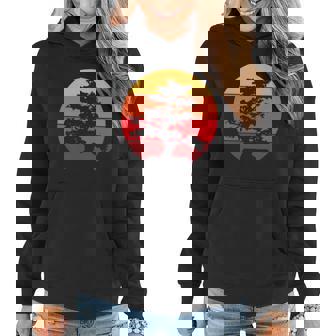 Pacific Ocean Beach Bonsai Tree Sun Retro Vintage Women Hoodie Graphic Print Hooded Sweatshirt