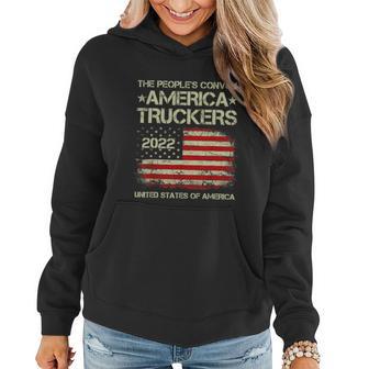 Peoples Convoy 2022 I Support Truckers American Flag Women Hoodie - Monsterry DE