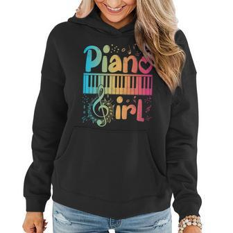 Piano Girl Funny Pianist Keyboard Music Notes Piano Lover Women Hoodie - Seseable