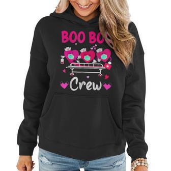 Plaid Boo Boo Crew Valentines Day Heart Nurse Wearing Mask Women Hoodie - Seseable