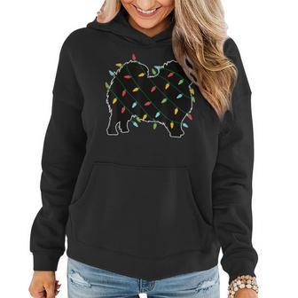 Pomeranian Lichterkette Weihnachtsmotiv Hund Weihnachten Frauen Hoodie - Seseable