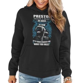 Preston Name Gift Preston And A Mad Man In Him V2 Women Hoodie - Seseable