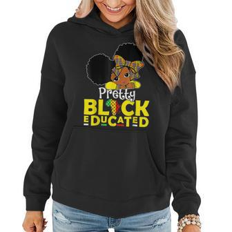 Pretty Black And Educated Black History Month Queen Girls Women Hoodie - Seseable