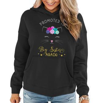 Promoted To Big Sister Again Kitty Cat Women Hoodie | Mazezy