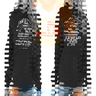Promoted To Godfather Est 2023 Us Flag Fathers Day Women Hoodie - Thegiftio UK