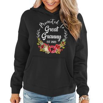 Promoted To Granny Est 2023 Women Flower First Time Mom Women Hoodie - Seseable