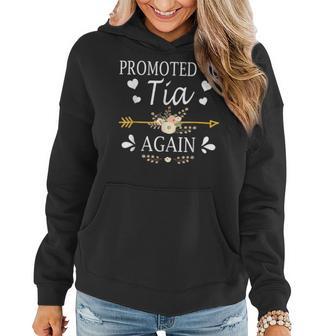 Promoted To Tia Again Mothers Day Women Hoodie Graphic Print Hooded Sweatshirt - Thegiftio UK