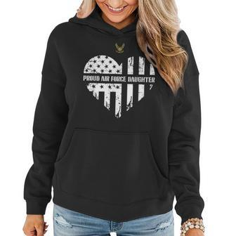 Proud Air Force Daughter Pride Military Family Heart Gift Women Hoodie - Seseable
