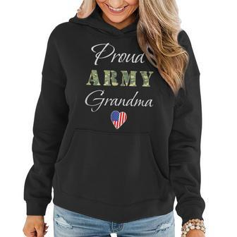 Proud Army Grandma America Flag Heart Gift For Grandma Women Hoodie | Mazezy