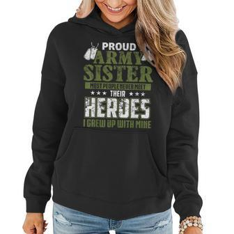 Proud Army Sister Patriotic Veteran Pride Military Brother Women Hoodie | Mazezy