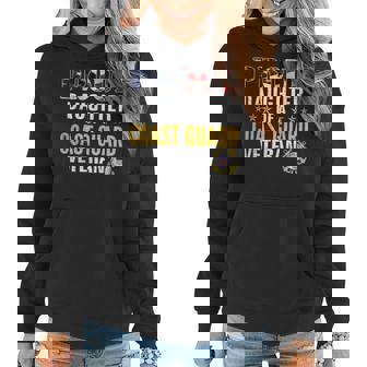 Proud Daughter Of A Coast Guard Veteran American Flag Gift Women Hoodie - Seseable