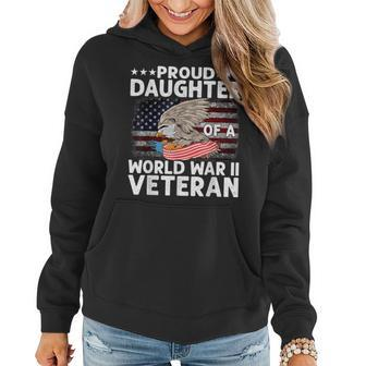 Proud Daughter Veteran American Flag Patriotic Veterans Day Women Hoodie - Seseable
