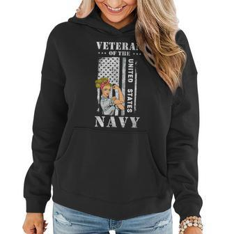 Proud Navy Women US Military Veteran Veterans Day Women Hoodie - Seseable