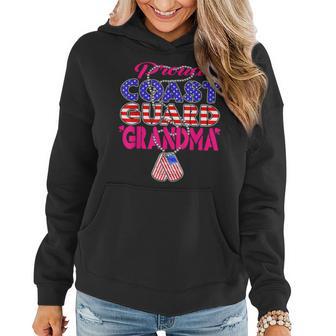 Proud Us Coast Guard Grandma Dog Tags Military Grandmother Women Hoodie | Seseable UK