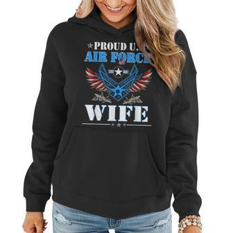 Proud Wife Us Air Force Veteran Day Military Family Women Hoodie - Seseable