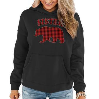 Red Plaid Sister Bear Buffalo Family Pajama Women Hoodie | Mazezy